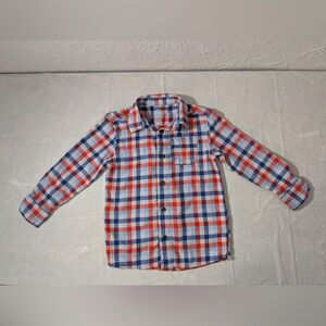 Wonder Nation Boys' Flannel Shirt in a red, white, blue plaid. Size 4-5 small